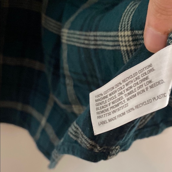 Handcrafted Sewn Green Flannel Denim Sun Print Unique Shirt Size M - Picture 7 of 7